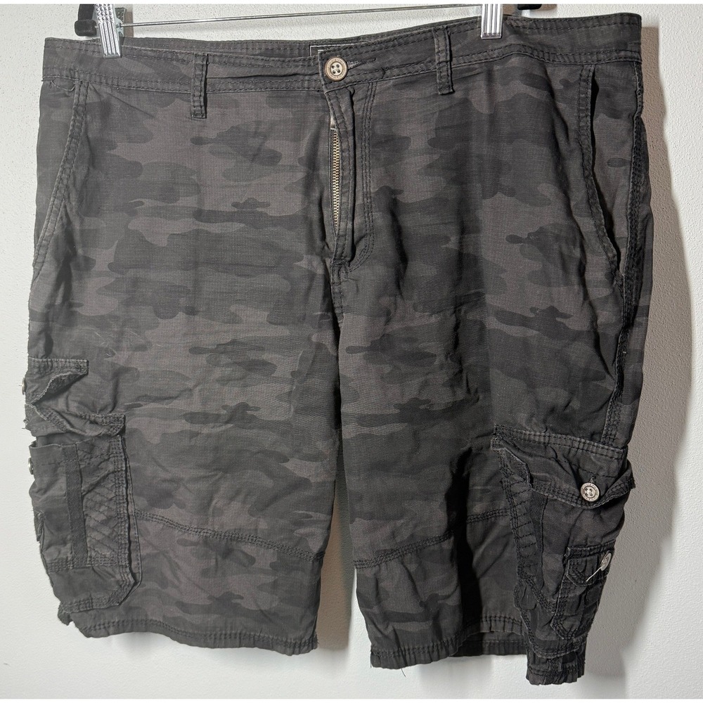 Buckle Black Mens Cargo Shorts 38 Grey Camo Athletic Fit Gorpcore Utility Casual